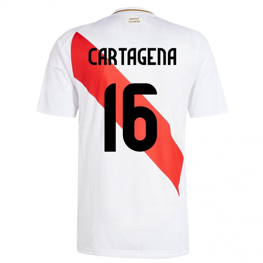 Kinder Fußball Peru Wilder Cartagena #16 Weiß Heimtrikot Trikot 24-26 T-Shirt Luxemburg