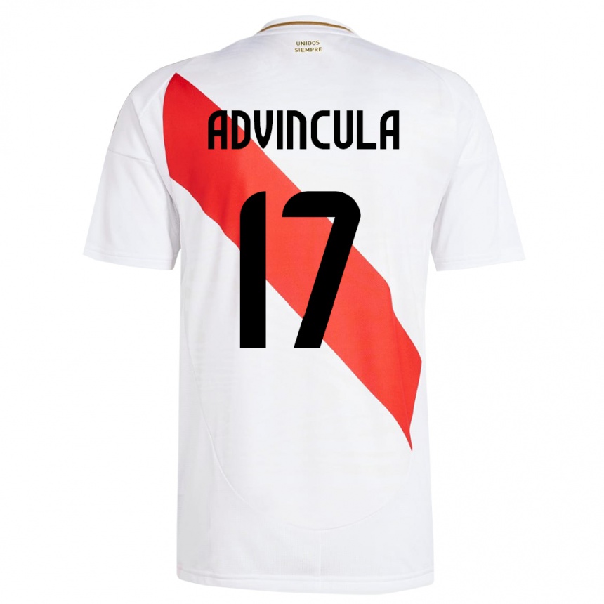 Kinder Fußball Peru Luis Advíncula #17 Weiß Heimtrikot Trikot 24-26 T-Shirt Luxemburg