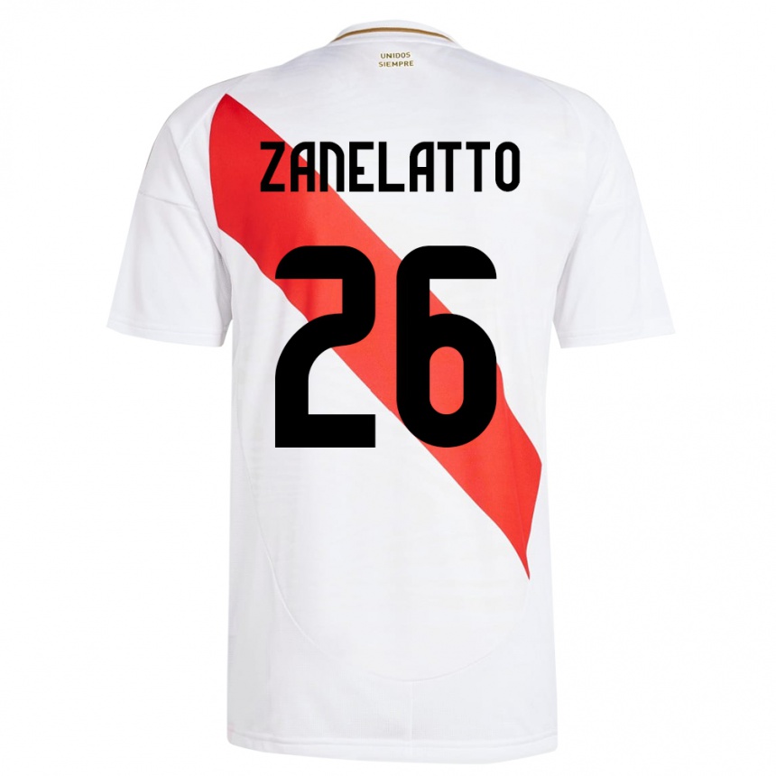 Kinder Fußball Peru Franco Zanelatto #26 Weiß Heimtrikot Trikot 24-26 T-Shirt Luxemburg