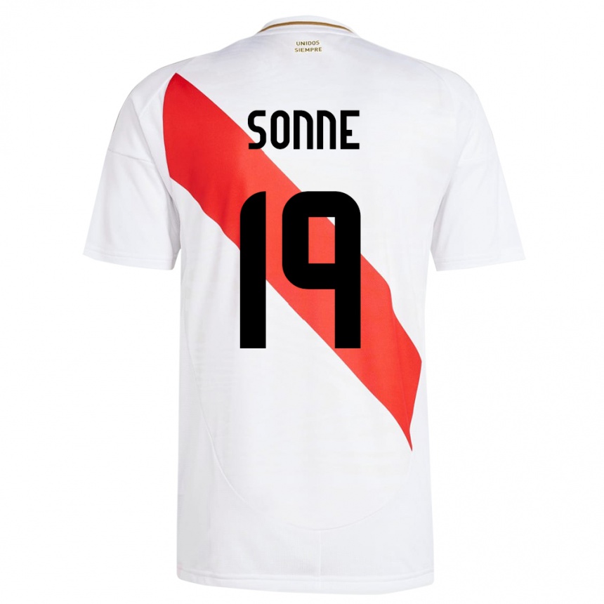 Kinder Fußball Peru Oliver Sonne #19 Weiß Heimtrikot Trikot 24-26 T-Shirt Luxemburg