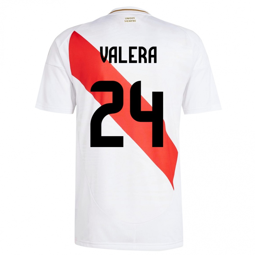 Kinder Fußball Peru Álex Valera #24 Weiß Heimtrikot Trikot 24-26 T-Shirt Luxemburg