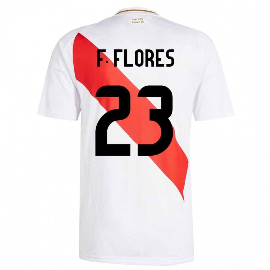 Kinder Fußball Peru Franchesco Flores #23 Weiß Heimtrikot Trikot 24-26 T-Shirt Luxemburg