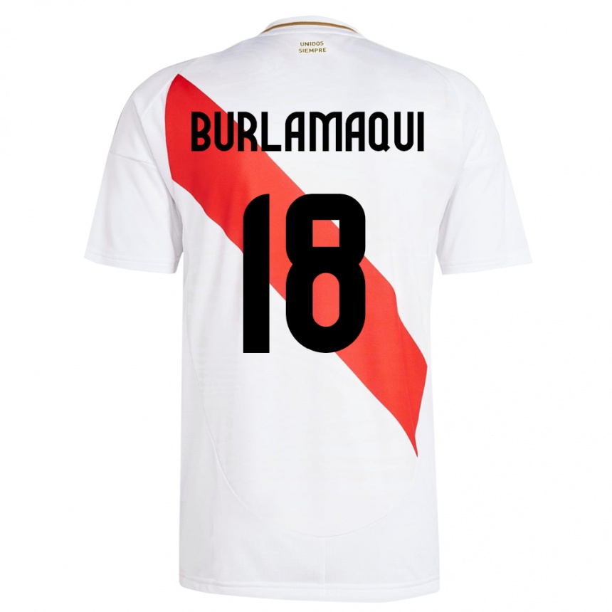 Kinder Fußball Peru Alessandro Burlamaqui #18 Weiß Heimtrikot Trikot 24-26 T-Shirt Luxemburg