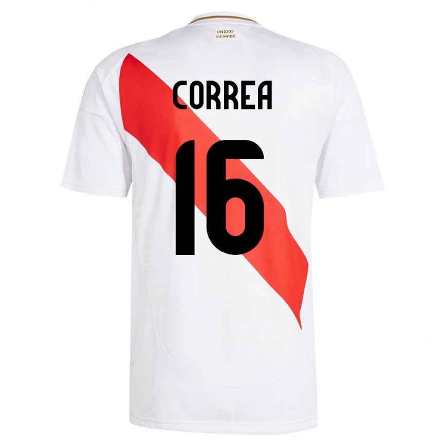 Kinder Fußball Peru Eslyn Correa #16 Weiß Heimtrikot Trikot 24-26 T-Shirt Luxemburg