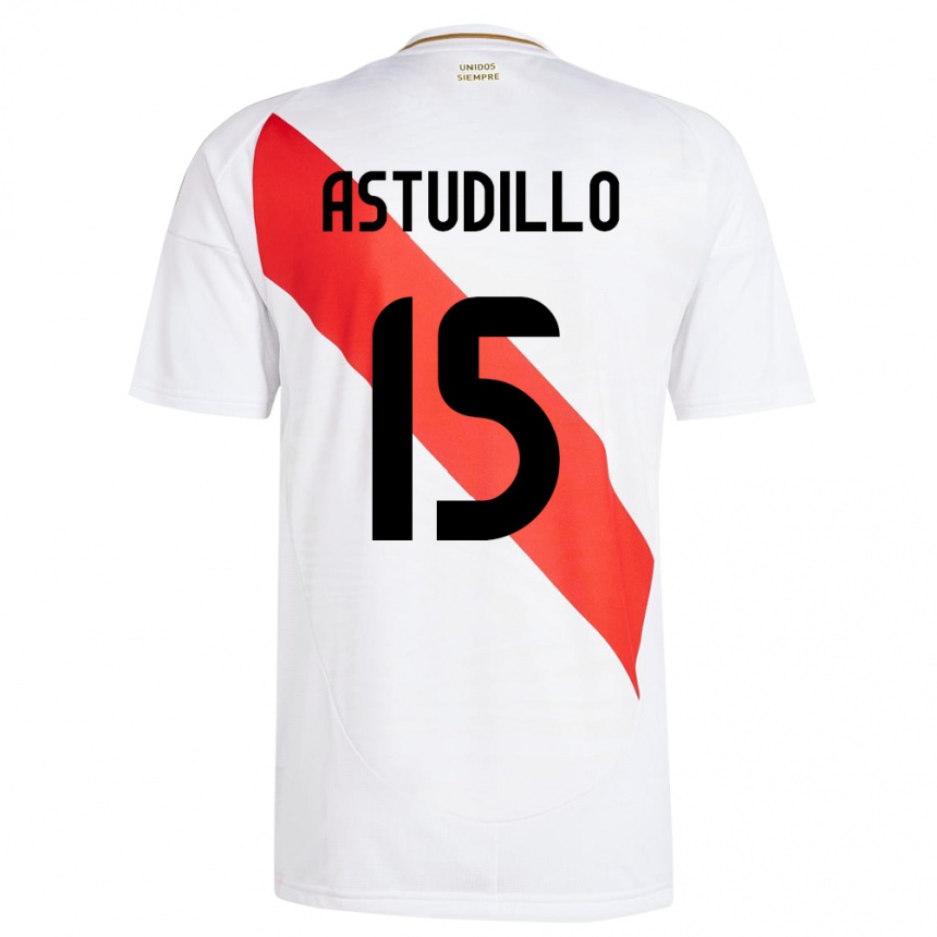 Kinder Fußball Peru Julinho Astudillo #15 Weiß Heimtrikot Trikot 24-26 T-Shirt Luxemburg