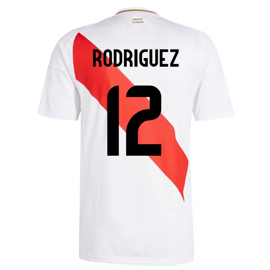 Kinder Fußball Peru Jhefferson Rodríguez #12 Weiß Heimtrikot Trikot 24-26 T-Shirt Luxemburg