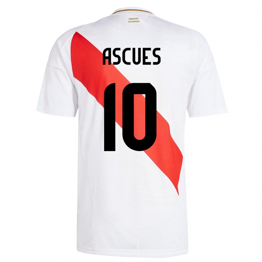 Kinder Fußball Peru Adrián Ascues #10 Weiß Heimtrikot Trikot 24-26 T-Shirt Luxemburg