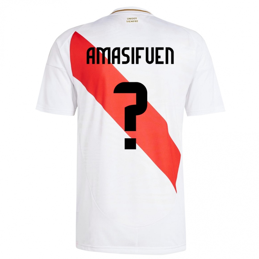 Kinder Fußball Peru Nicolás Amasifuén #0 Weiß Heimtrikot Trikot 24-26 T-Shirt Luxemburg