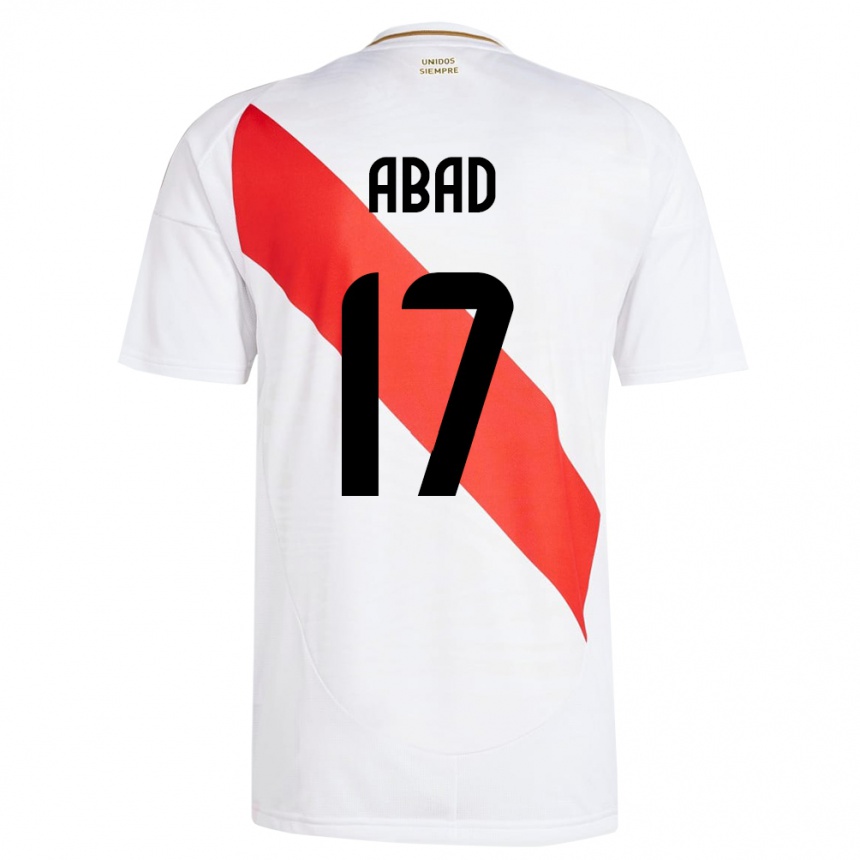 Kinder Fußball Peru Kelvin Abad #17 Weiß Heimtrikot Trikot 24-26 T-Shirt Luxemburg