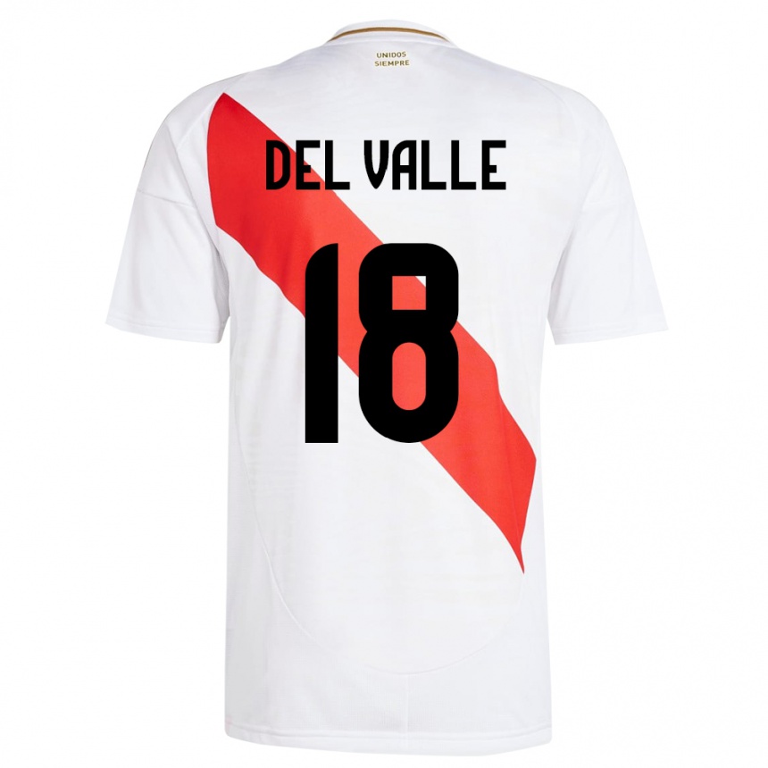 Kinder Fußball Peru Yamir Del Valle #18 Weiß Heimtrikot Trikot 24-26 T-Shirt Luxemburg