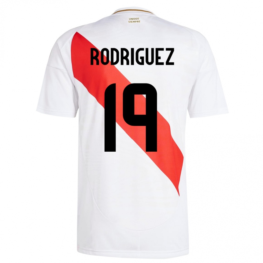 Kinder Fußball Peru Mateo Rodríguez #19 Weiß Heimtrikot Trikot 24-26 T-Shirt Luxemburg