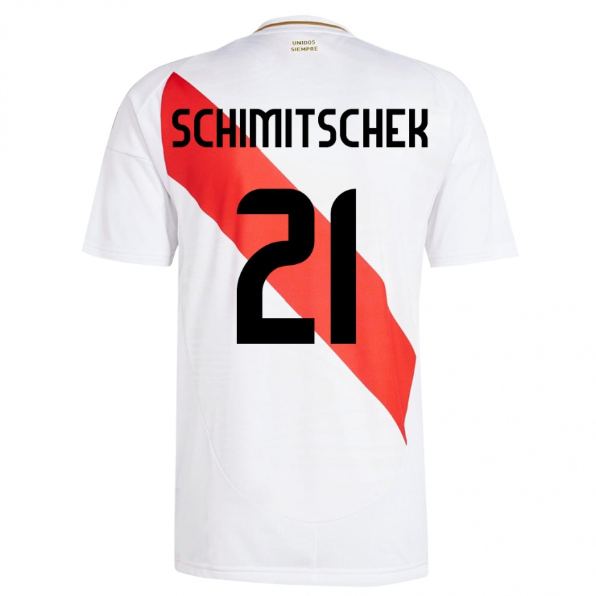 Kinder Fußball Peru Ian Schimitschek #21 Weiß Heimtrikot Trikot 24-26 T-Shirt Luxemburg