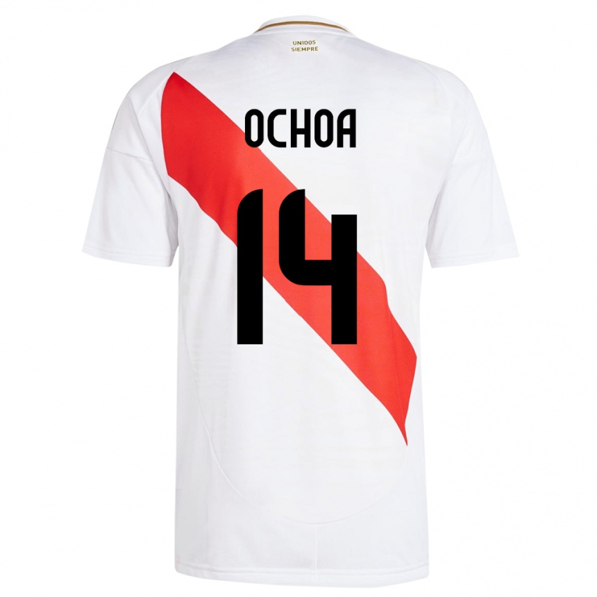 Kinder Fußball Peru Victoria Ochoa #14 Weiß Heimtrikot Trikot 24-26 T-Shirt Luxemburg