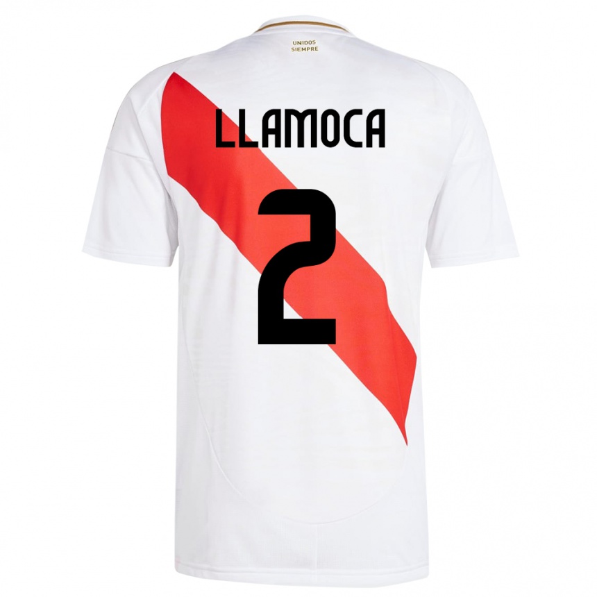 Kinder Fußball Peru Braelynn Llamoca #2 Weiß Heimtrikot Trikot 24-26 T-Shirt Luxemburg