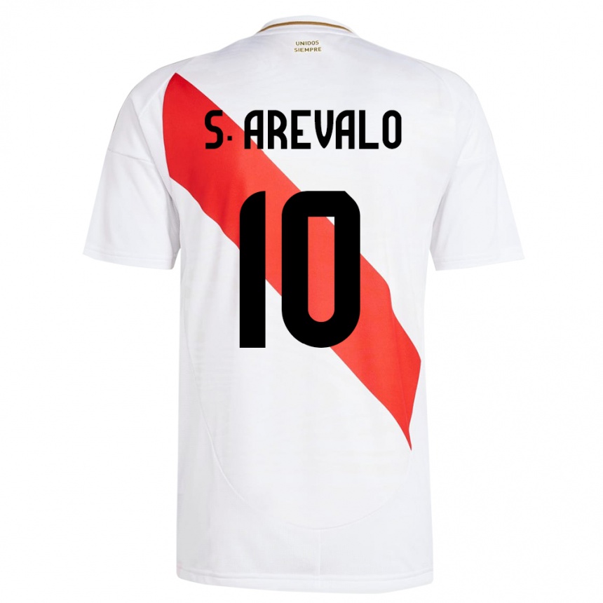 Kinder Fußball Peru Sandra Arévalo #10 Weiß Heimtrikot Trikot 24-26 T-Shirt Luxemburg