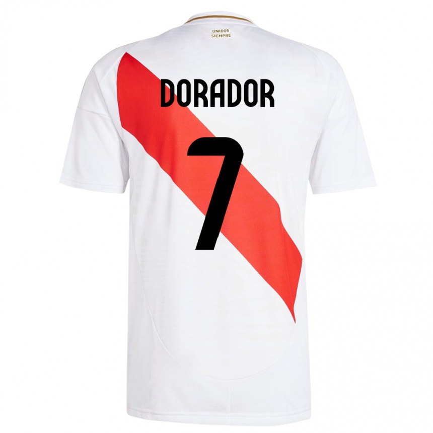 Kinder Fußball Peru Sandy Dorador #7 Weiß Heimtrikot Trikot 24-26 T-Shirt Luxemburg