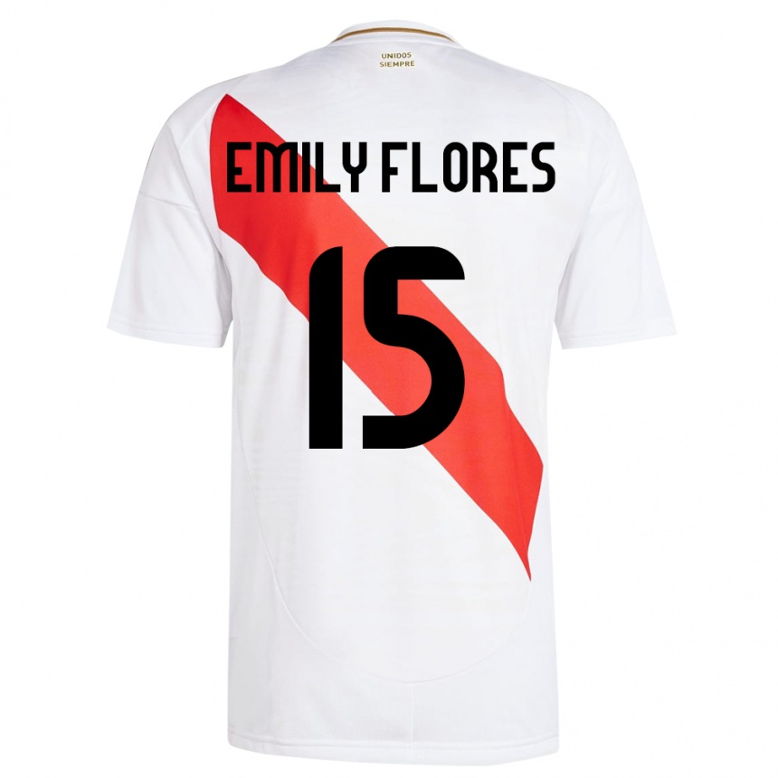 Kinder Fußball Peru Emily Flores #15 Weiß Heimtrikot Trikot 24-26 T-Shirt Luxemburg