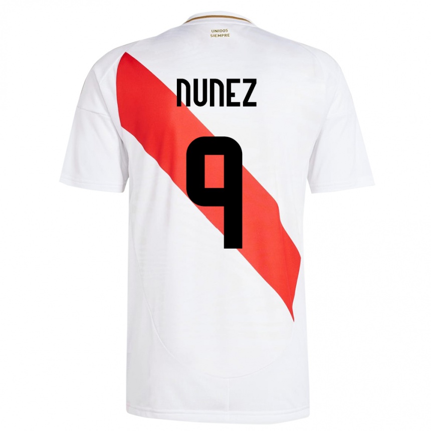 Kinder Fußball Peru Pierina Núñez #9 Weiß Heimtrikot Trikot 24-26 T-Shirt Luxemburg