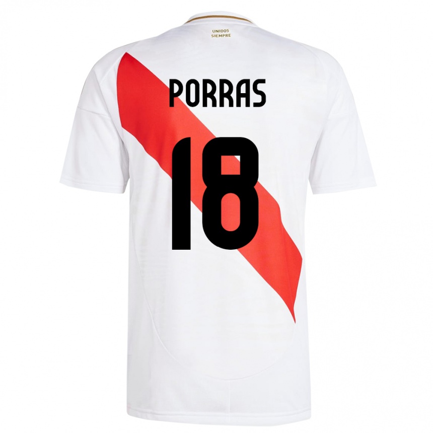 Kinder Fußball Peru Sashenka Porras #18 Weiß Heimtrikot Trikot 24-26 T-Shirt Luxemburg