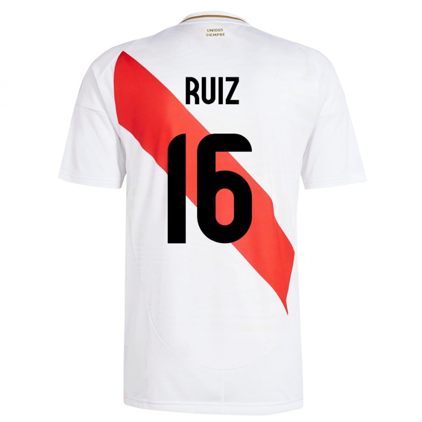 Kinder Fußball Peru Birka Ruiz #16 Weiß Heimtrikot Trikot 24-26 T-Shirt Luxemburg