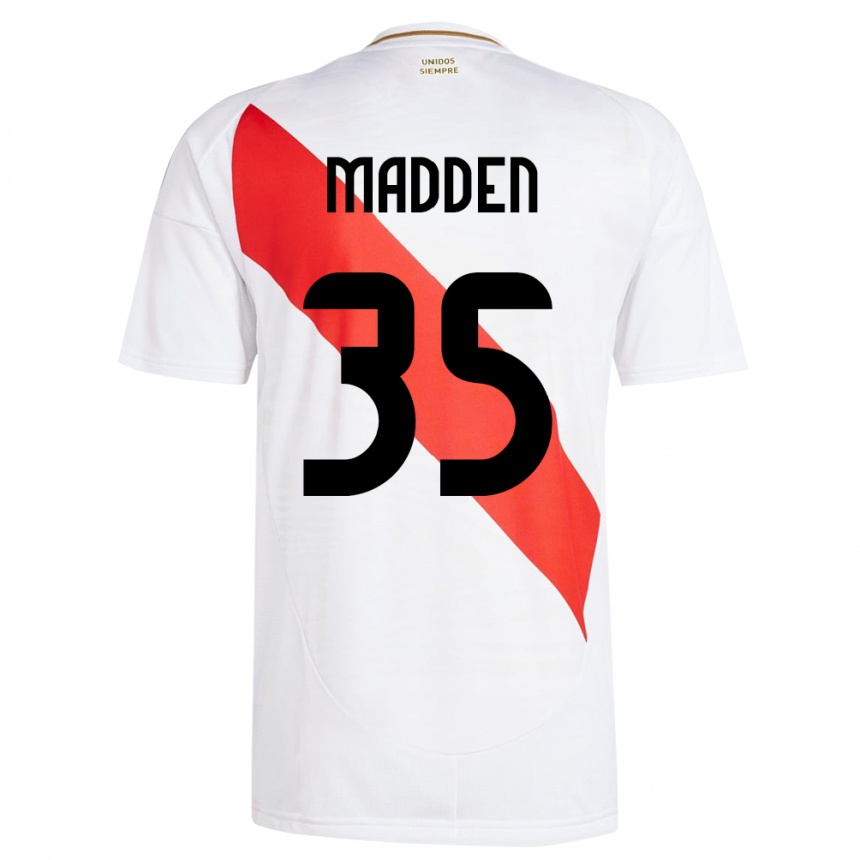 Kinder Fußball Peru Savannah Madden #35 Weiß Heimtrikot Trikot 24-26 T-Shirt Luxemburg