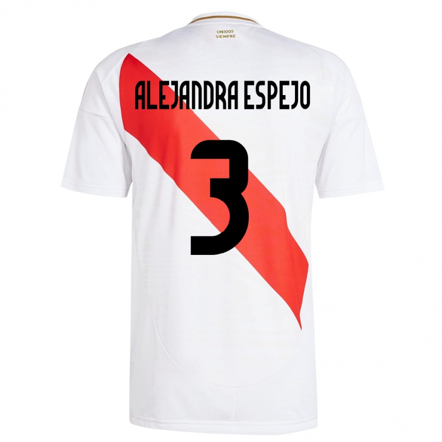 Kinder Fußball Peru María Alejandra Espejo #3 Weiß Heimtrikot Trikot 24-26 T-Shirt Luxemburg