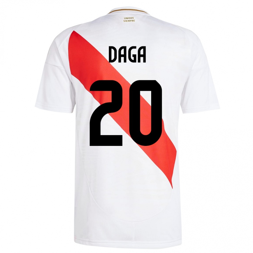 Kinder Fußball Peru Azucena Daga #20 Weiß Heimtrikot Trikot 24-26 T-Shirt Luxemburg