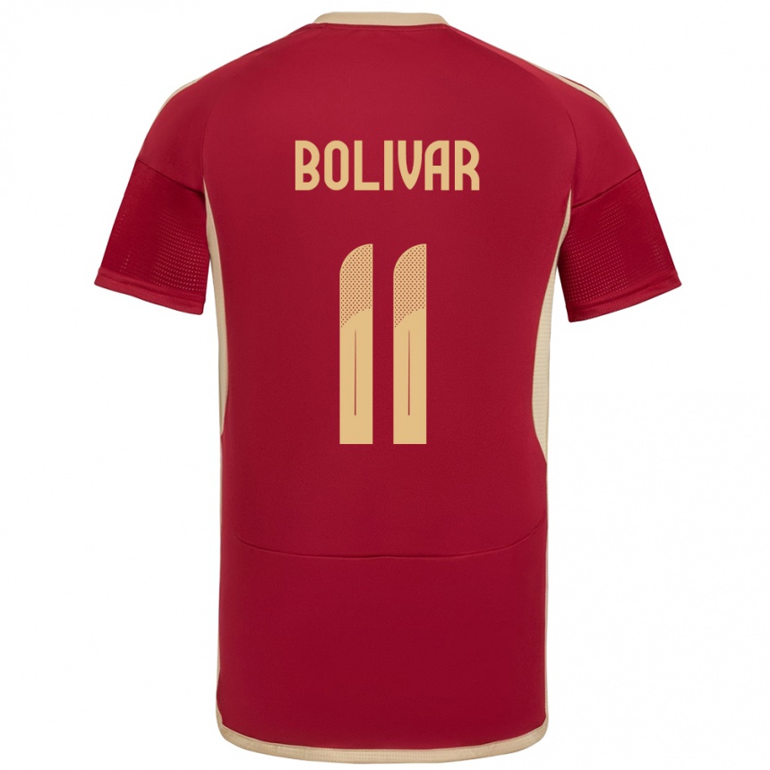 Kinder Fußball Venezuela Jovanny Bolívar #11 Burgund Heimtrikot Trikot 24-26 T-Shirt Luxemburg