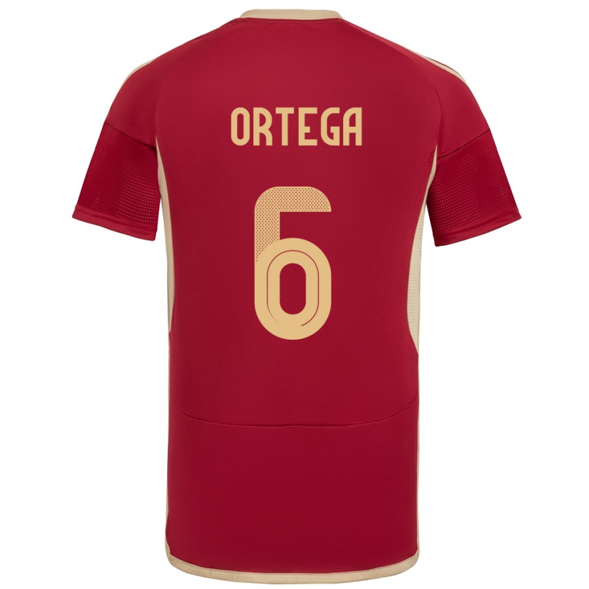 Kinder Fußball Venezuela Bryant Ortega #6 Burgund Heimtrikot Trikot 24-26 T-Shirt Luxemburg