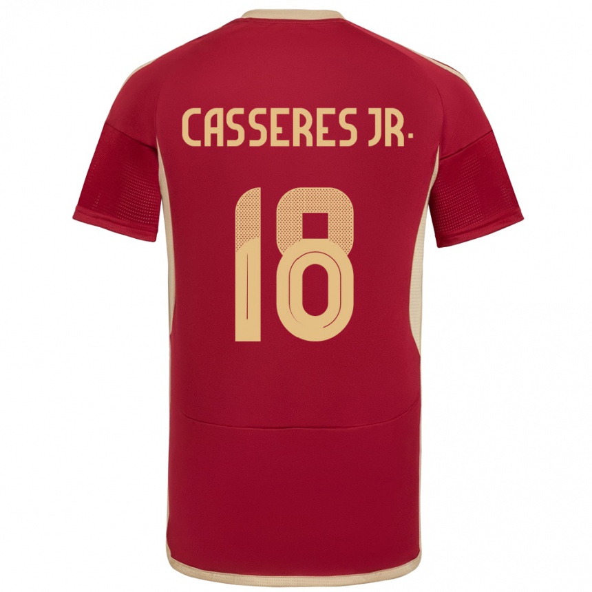 Kinder Fußball Venezuela Cristian Cásseres Jr. #18 Burgund Heimtrikot Trikot 24-26 T-Shirt Luxemburg