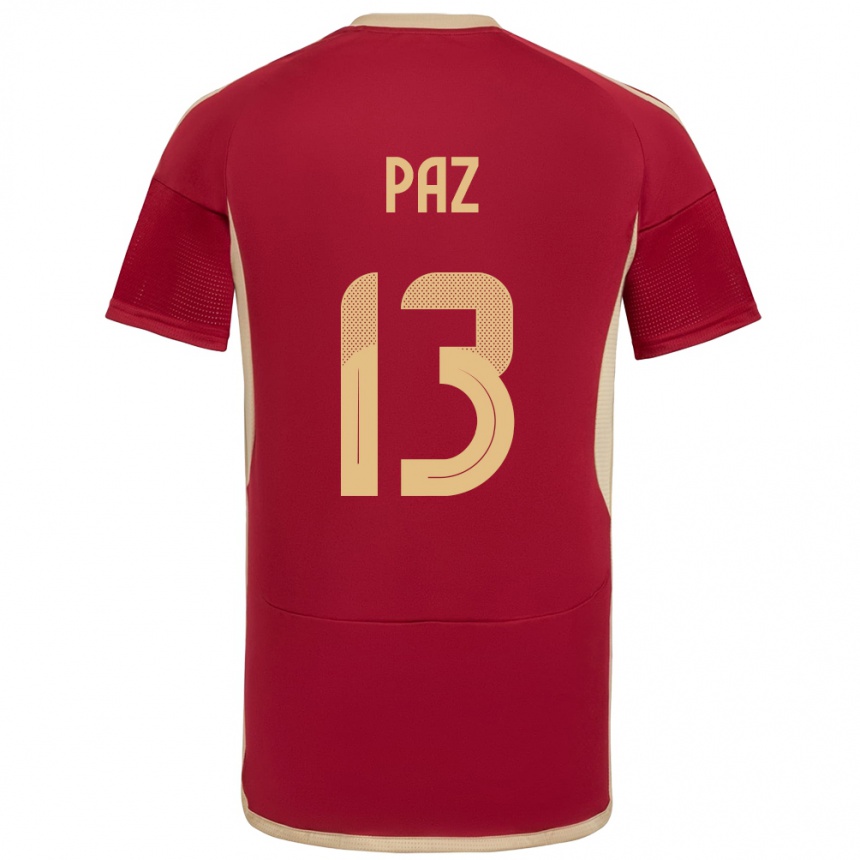 Kinder Fußball Venezuela Jesús Paz #13 Burgund Heimtrikot Trikot 24-26 T-Shirt Luxemburg