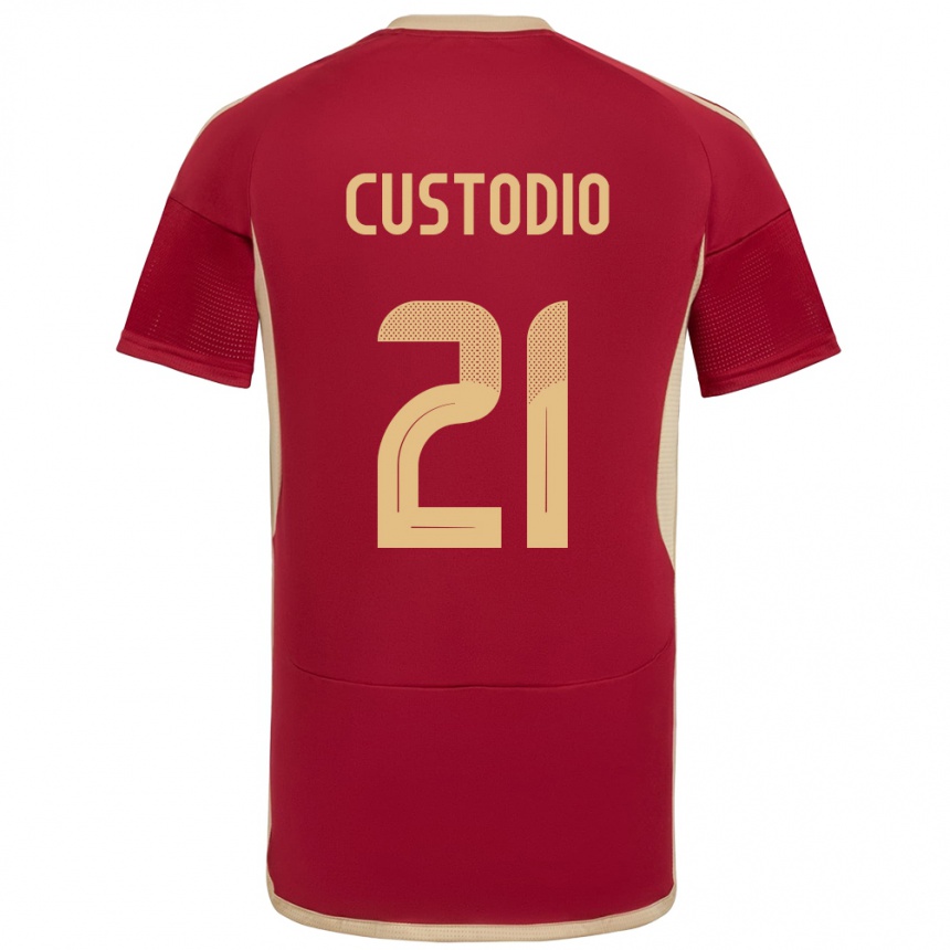 Kinder Fußball Venezuela Alex Custodio #21 Burgund Heimtrikot Trikot 24-26 T-Shirt Luxemburg