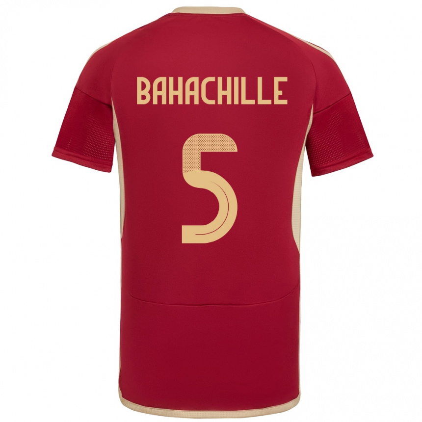 Kinder Fußball Venezuela Abraham Bahachille #5 Burgund Heimtrikot Trikot 24-26 T-Shirt Luxemburg