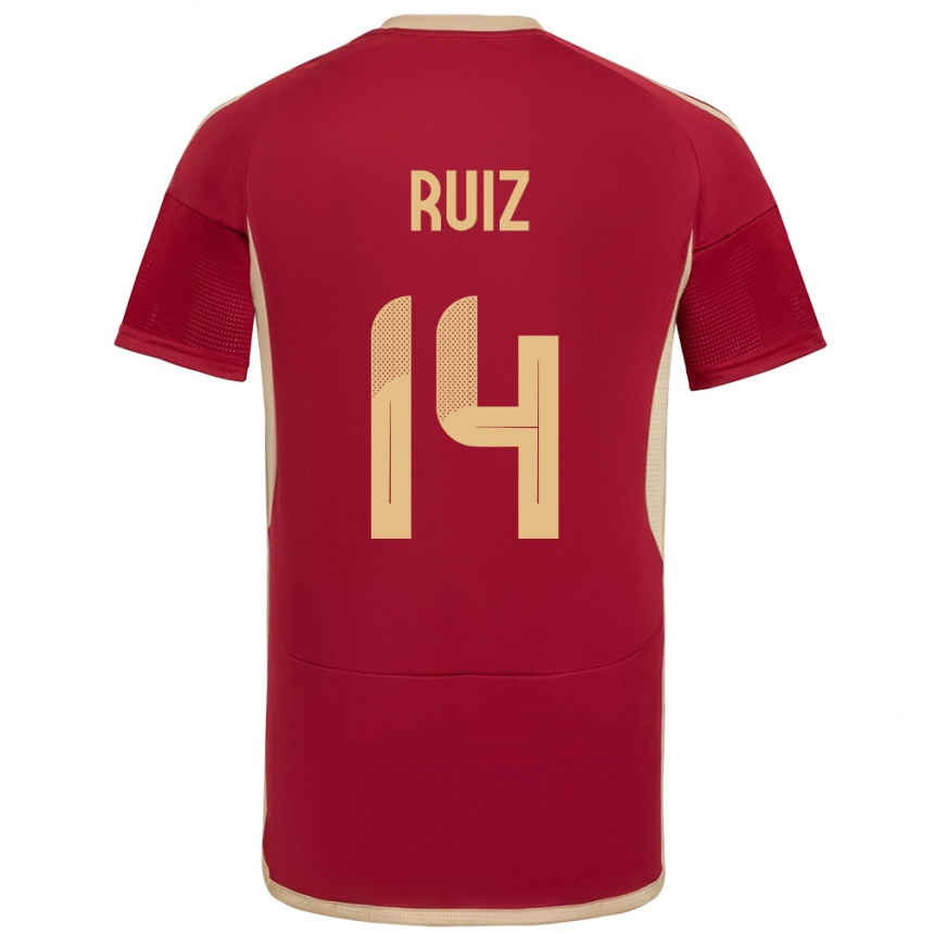 Kinder Fußball Venezuela Maicol Ruiz #14 Burgund Heimtrikot Trikot 24-26 T-Shirt Luxemburg