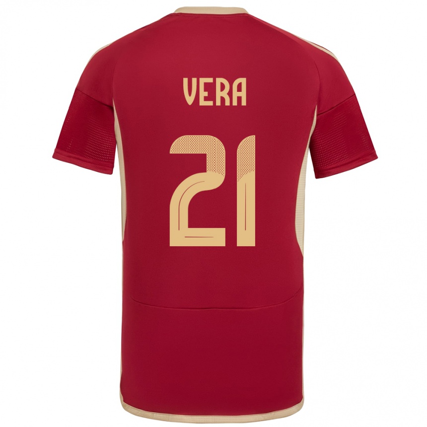 Kinder Fußball Venezuela Andry Vera #21 Burgund Heimtrikot Trikot 24-26 T-Shirt Luxemburg