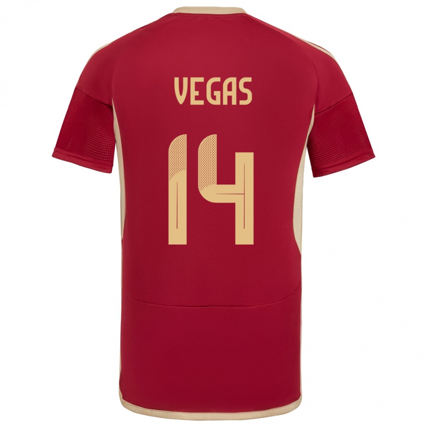 Kinder Fußball Venezuela Miguel Vegas #14 Burgund Heimtrikot Trikot 24-26 T-Shirt Luxemburg