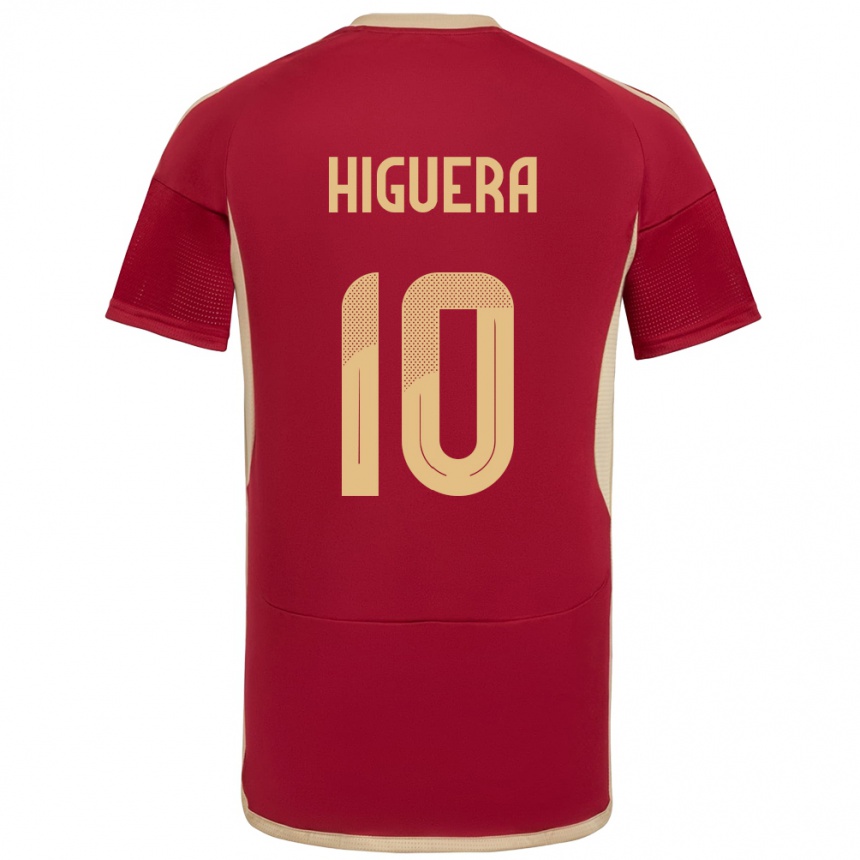 Kinder Fußball Venezuela Enyerliannys Higuera #10 Burgund Heimtrikot Trikot 24-26 T-Shirt Luxemburg