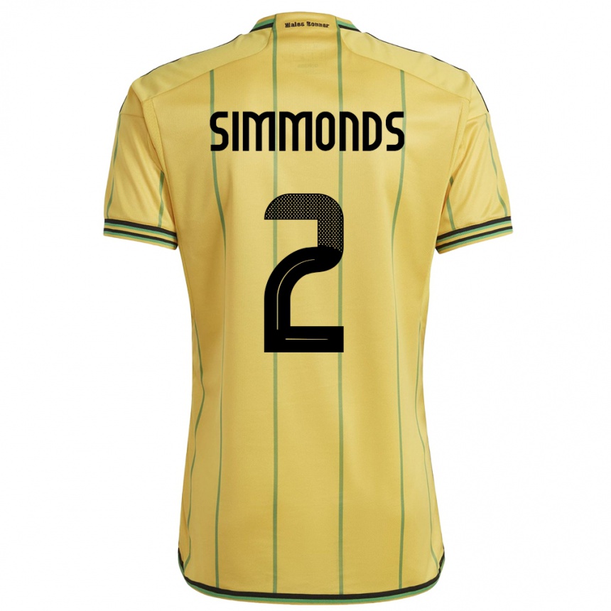 Kinder Fußball Jamaika Nicholas Simmonds #2 Gelb Heimtrikot Trikot 24-26 T-Shirt Luxemburg