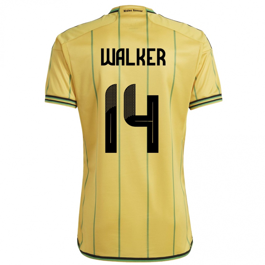 Kinder Fußball Jamaika Ricshya Walker #14 Gelb Heimtrikot Trikot 24-26 T-Shirt Luxemburg