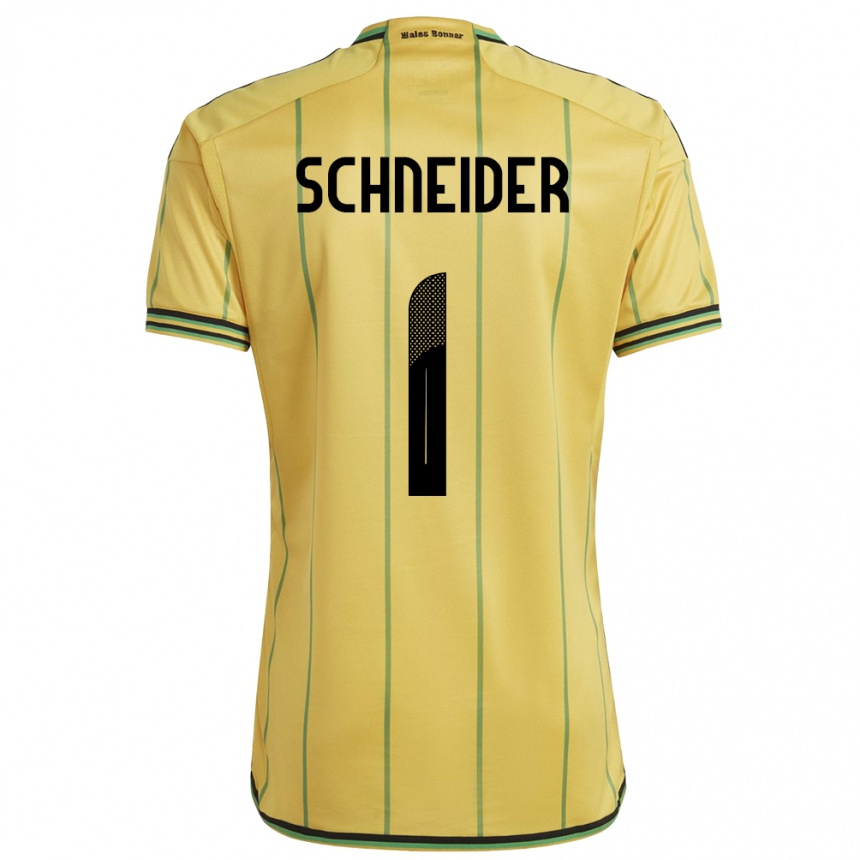 Kinder Fußball Jamaika Sydney Schneider #1 Gelb Heimtrikot Trikot 24-26 T-Shirt Luxemburg