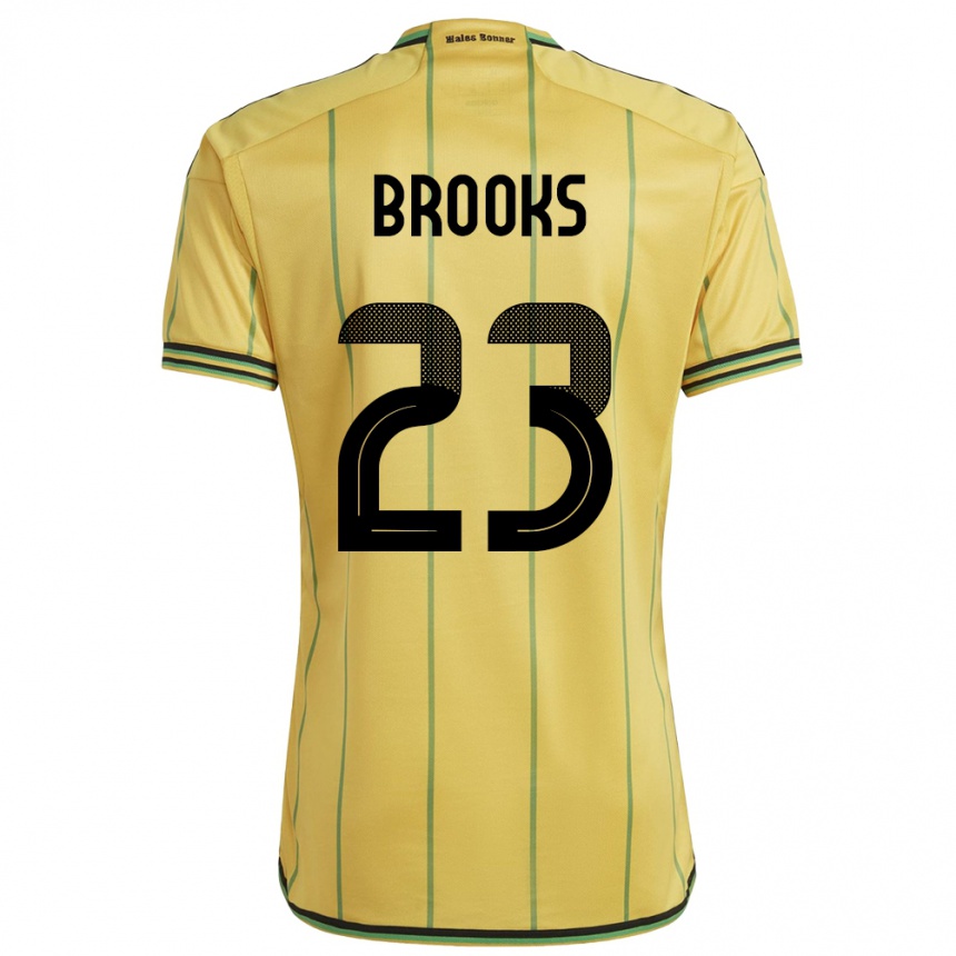 Kinder Fußball Jamaika Liya Brooks #23 Gelb Heimtrikot Trikot 24-26 T-Shirt Luxemburg