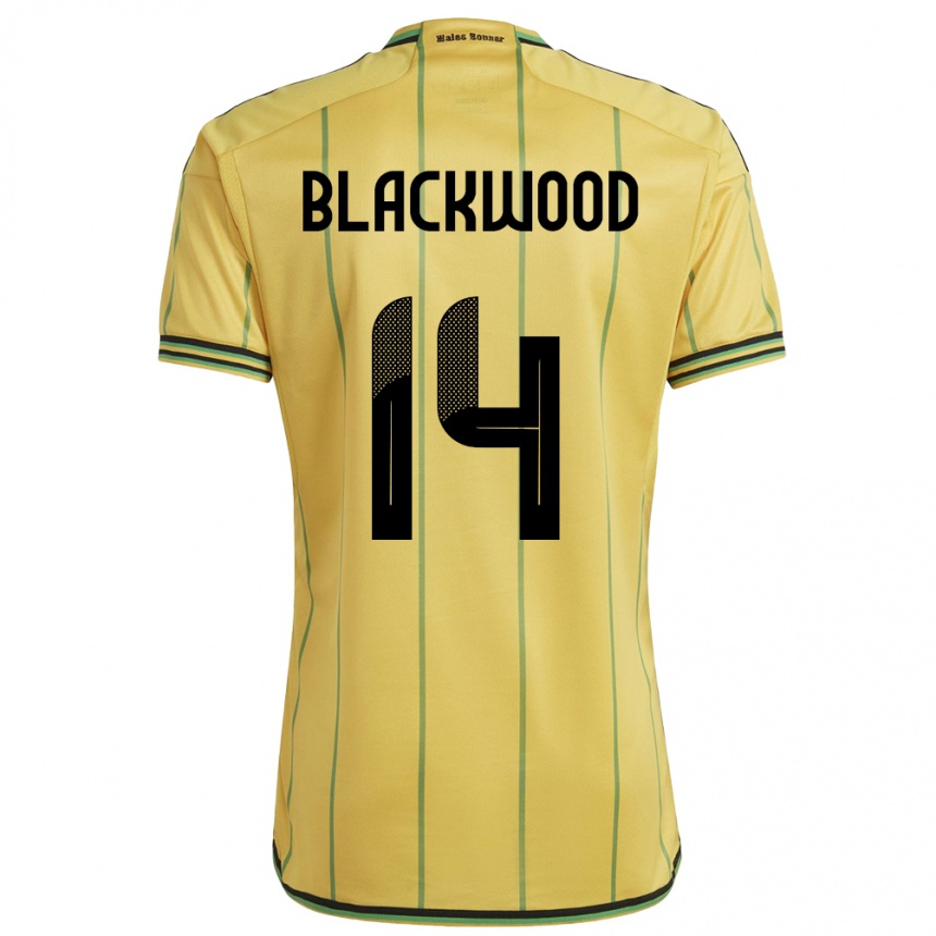 Kinder Fußball Jamaika Deneisha Blackwood #14 Gelb Heimtrikot Trikot 24-26 T-Shirt Luxemburg