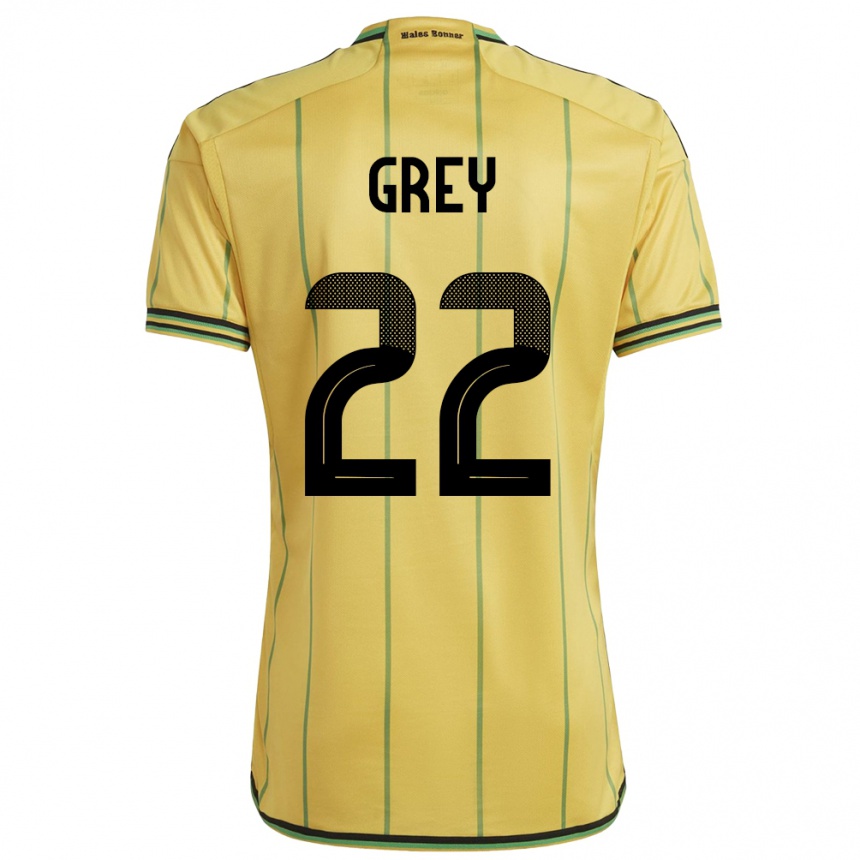 Kinder Fußball Jamaika Mireya Grey #22 Gelb Heimtrikot Trikot 24-26 T-Shirt Luxemburg