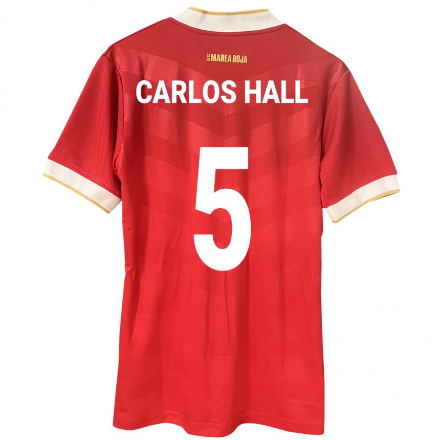 Kinder Fußball Panama Juan Carlos Hall #5 Rot Heimtrikot Trikot 24-26 T-Shirt Luxemburg