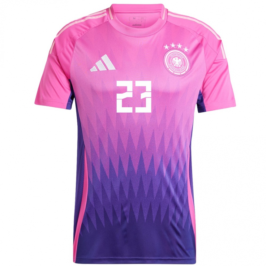 Kinder Fußball Deutschland Noah Atubolu #23 Pink Lila Auswärtstrikot Trikot 24-26 T-Shirt Luxemburg