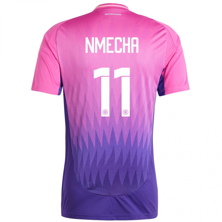 Kinder Fußball Deutschland Lukas Nmecha #11 Pink Lila Auswärtstrikot Trikot 24-26 T-Shirt Luxemburg