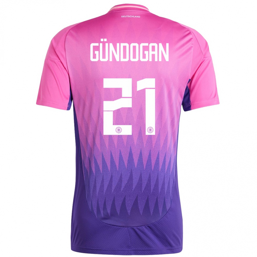 Kinder Fußball Deutschland Ilkay Gundogan #21 Pink Lila Auswärtstrikot Trikot 24-26 T-Shirt Luxemburg