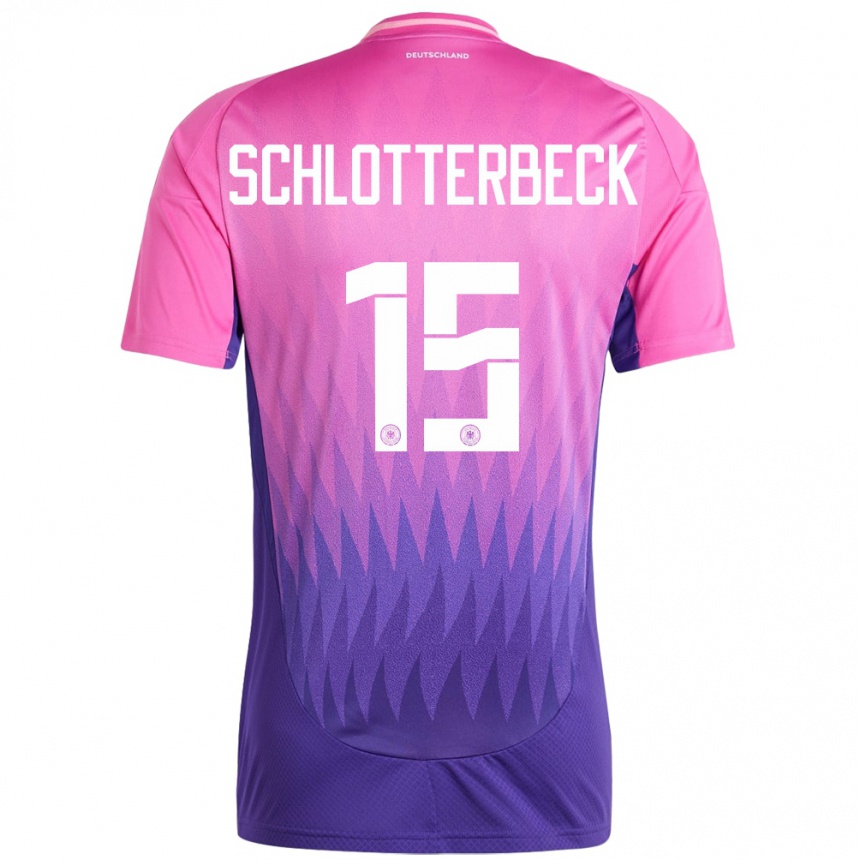 Kinder Fußball Deutschland Nico Schlotterbeck #15 Pink Lila Auswärtstrikot Trikot 24-26 T-Shirt Luxemburg