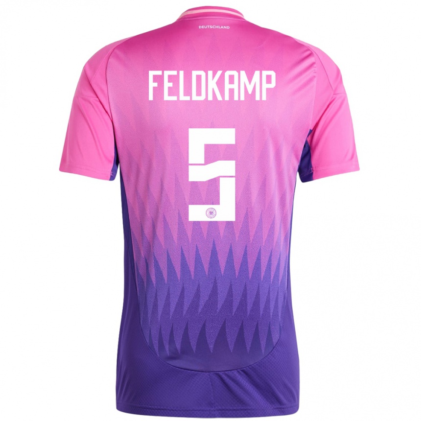 Kinder Fußball Deutschland Jana Feldkamp #5 Pink Lila Auswärtstrikot Trikot 24-26 T-Shirt Luxemburg