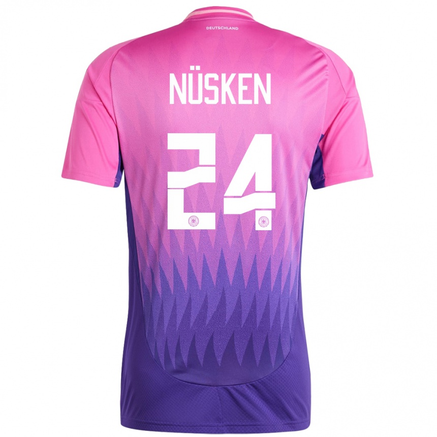 Kinder Fußball Deutschland Sjoeke Nusken #24 Pink Lila Auswärtstrikot Trikot 24-26 T-Shirt Luxemburg